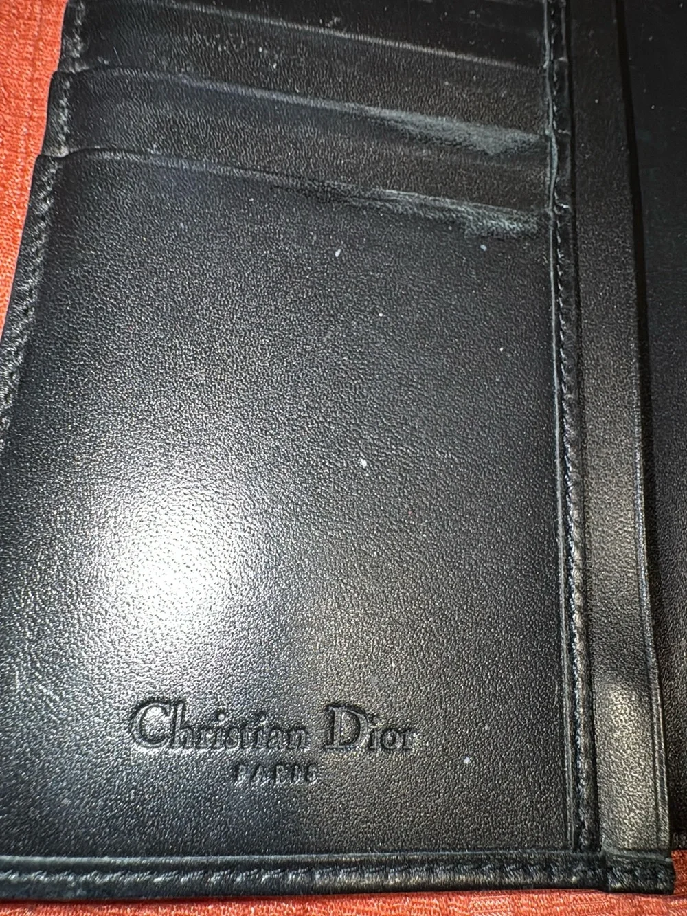 Dior Black Monogram Wallet with aftermarket chain